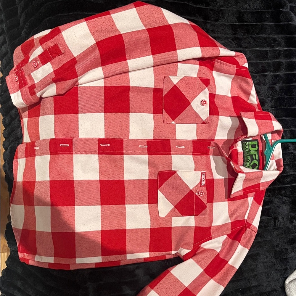 Red and White Checkered Kids Button Down Shirt